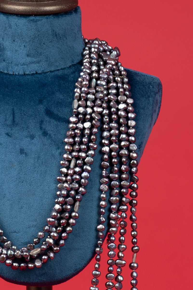 Collana multifili vintage di perle grigie COLEMAN DOUGLAS PEARLS