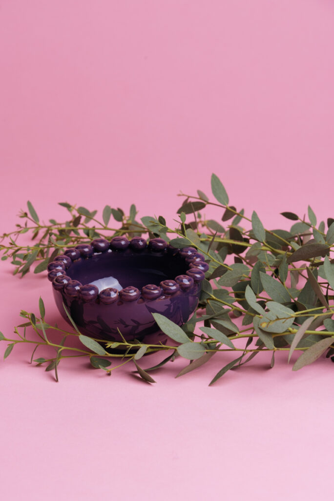 Coppetta in ceramica viola handmade di Grottaglie