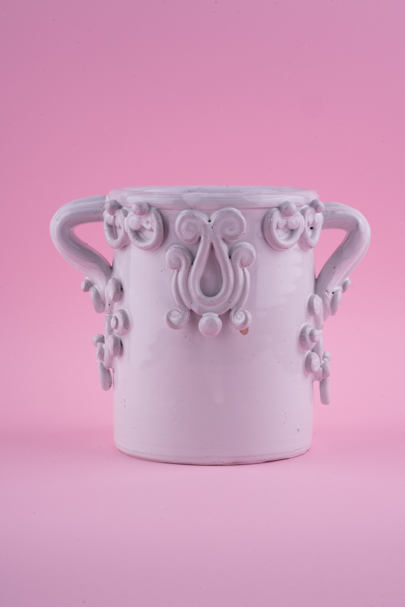 dovì | Capasa media in ceramica bianca handmade di Grottaglie