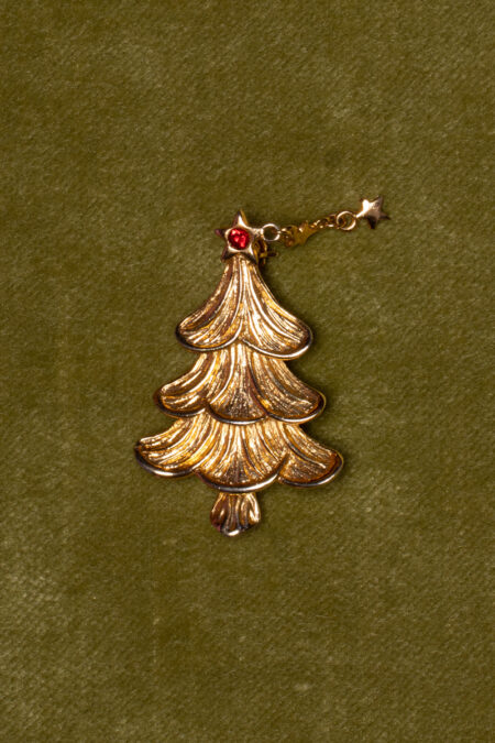 Spilla vintage AA8 albero di Natale in metallo dorato